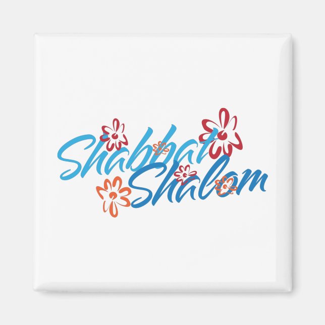 Floral Shabbat Shalom Magnet (Front)