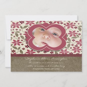 Floral Shabby Chic Baby Girl Birth Announcement by Jamene at Zazzle