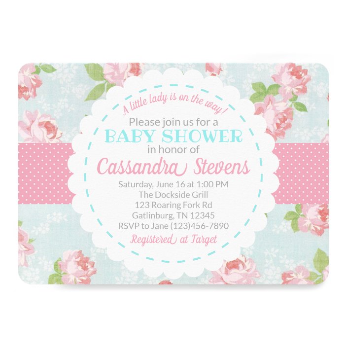 shabby chic baby shower invitations