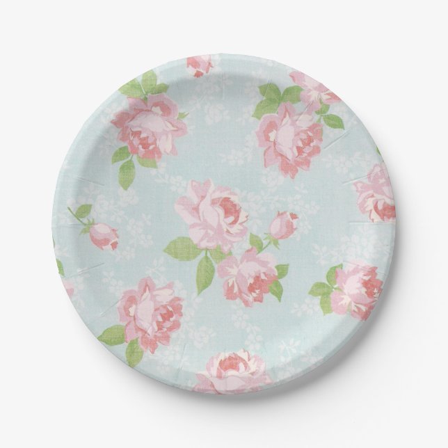 Floral Shabby Chic Paper Plates (Front)