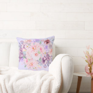 Floral Shabby Chic Pink Vintage Throw Pillow