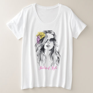 Floral shades plus size T-Shirt