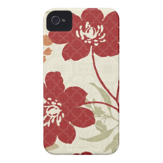 Floral Shadows in Red and Orange Case-Mate iPhone Case (Back)