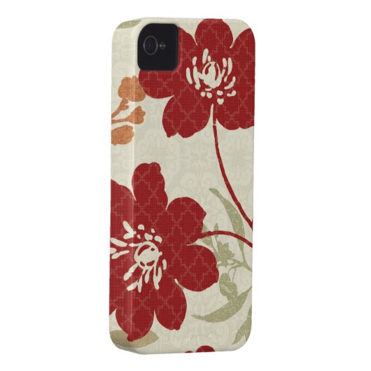 Floral Shadows in Red and Orange Case-Mate iPhone Case (Back/Right)