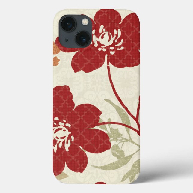 Floral Shadows in Red and Orange Case-Mate iPhone Case (Back)