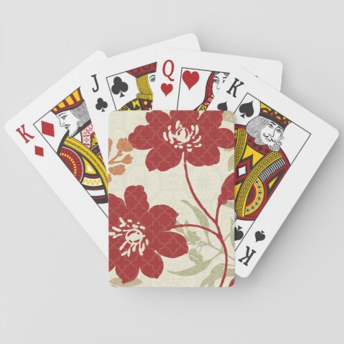 Floral Shadows in Red and Orange Playing Cards