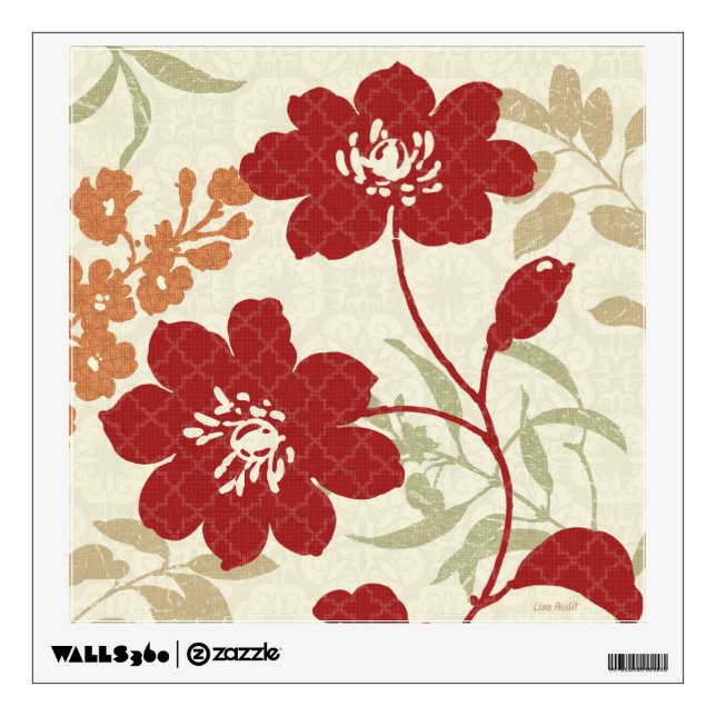 Floral Shadows in Red and Orange Wall Decal (Front)