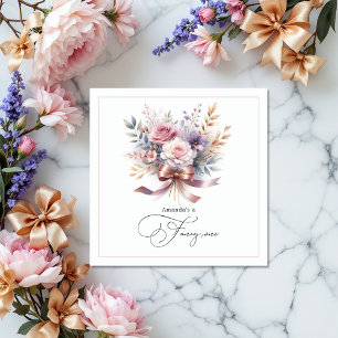 Floral “She’s a Fancy One” 1st Birthday Girl Party Napkins