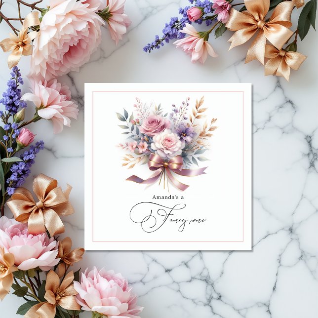 Floral “She’s a Fancy One” 1st Birthday Girl Party Napkins (Floral “She’s a Fancy One” 1st Birthday Girl Party Napkins)