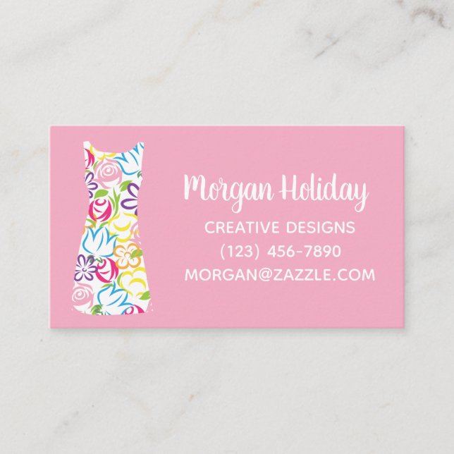 Floral Shift Dress Business or Contact Cards (Front)