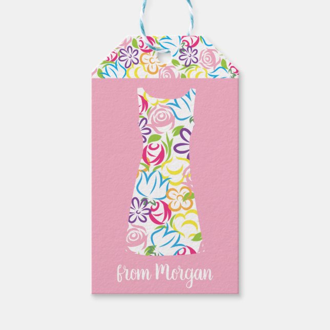 Floral Shift Dress Personalized Gift Tag (Front)