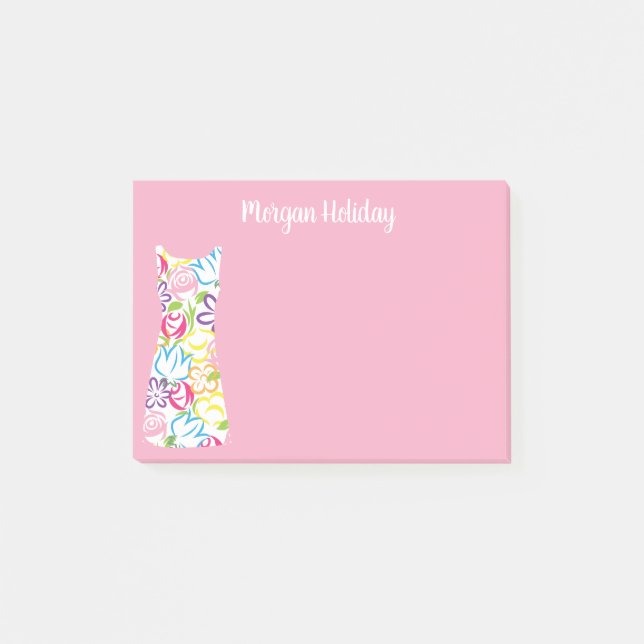 Floral Shift Dress Personalized Notepad (Front)