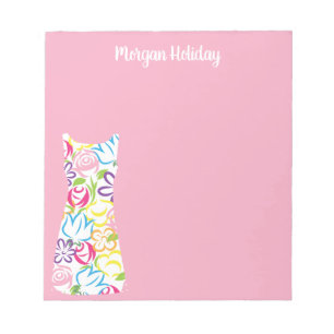 Floral Shift Dress Personalized Notepad