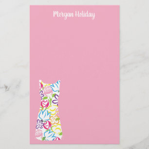 Floral Shift Dress Personalized Stationery