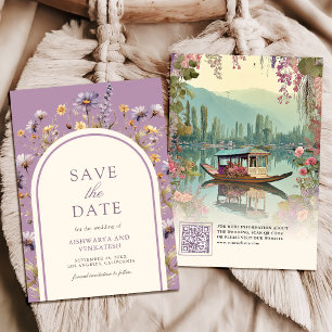 Floral Shikara Kashmir Dal Lake Indian Wedding Save The Date