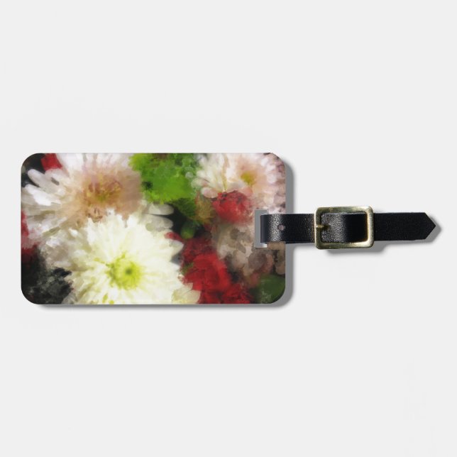 Floral Shimmer Luggage Tag (Front Horizontal)