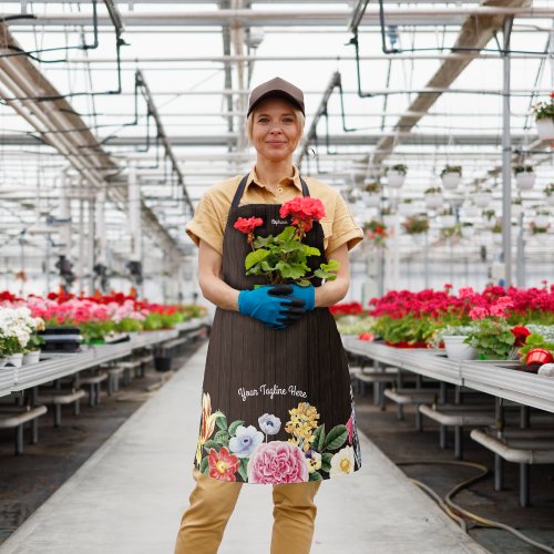 Floral Shop Florist Flower Border Dark Apron