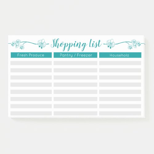 Floral Shopping List _ Lined w Custom Titles Post_it Notes