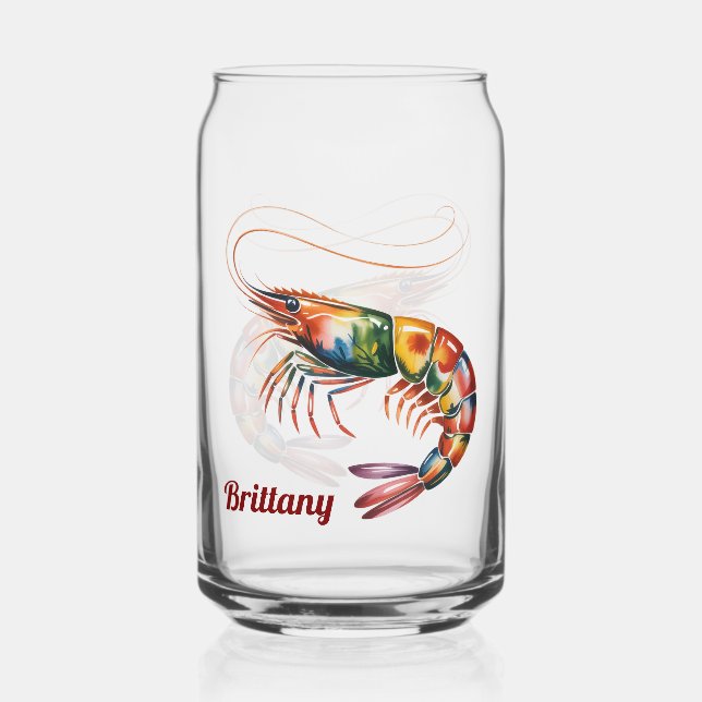 Floral Shrimp Art Custom Can Glass (Front)