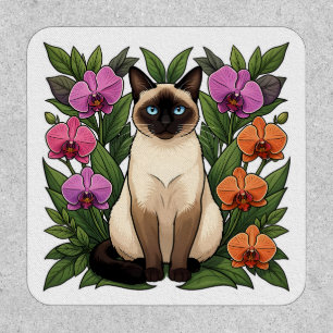 floral siamese cat patch