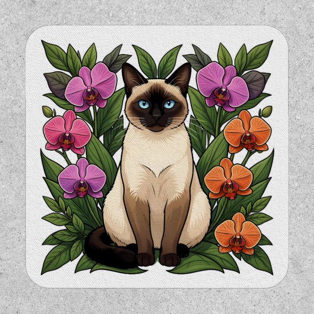 floral siamese cat patch (Front)