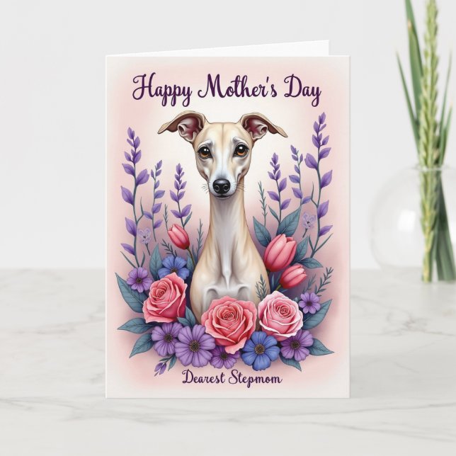 Floral Sighthound Mothers Day Card (Front)