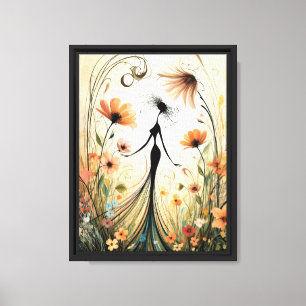 Floral Silhouette Art for Elegant Interior Style Canvas Print