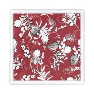 Floral silhouette, colorful botanical pattern. acrylic tray