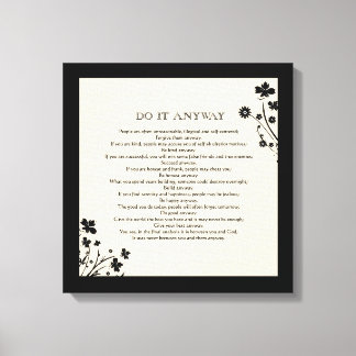 Floral Silhouette "Do It Anyway" Canvas Print