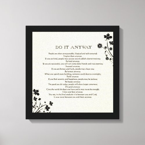 Floral Silhouette Do It Anyway Canvas Print