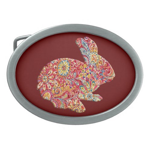 Floral Silhouette Easter Bunny Belt Buckle
