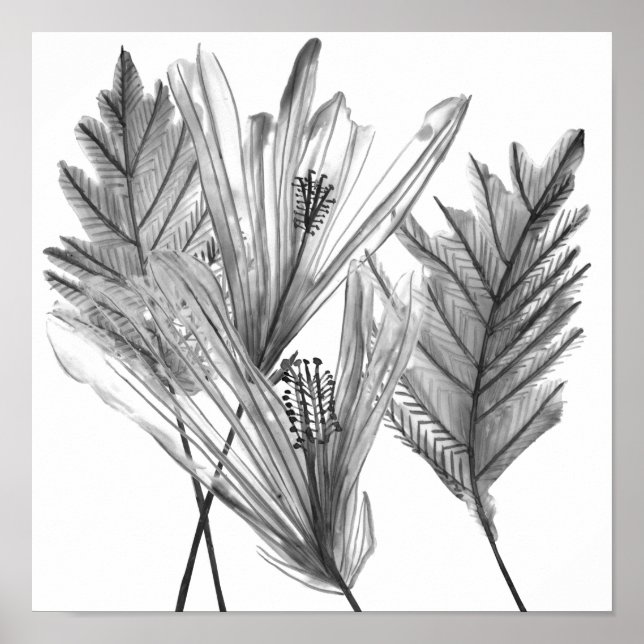 Floral Silhouette - Gray Poster (Front)