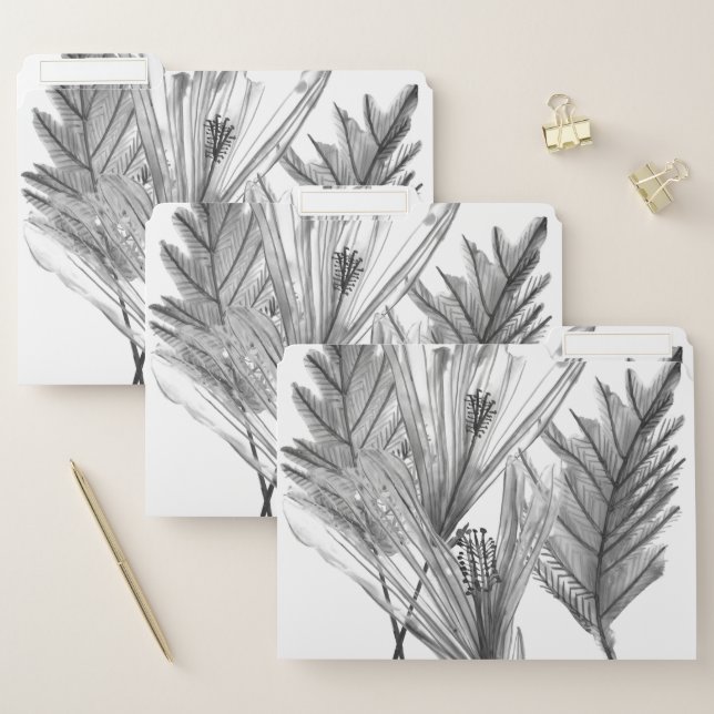 Floral Silhouette - Grey File Folder (Set)
