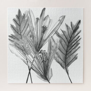 Floral Silhouette - Grey Jigsaw Puzzle