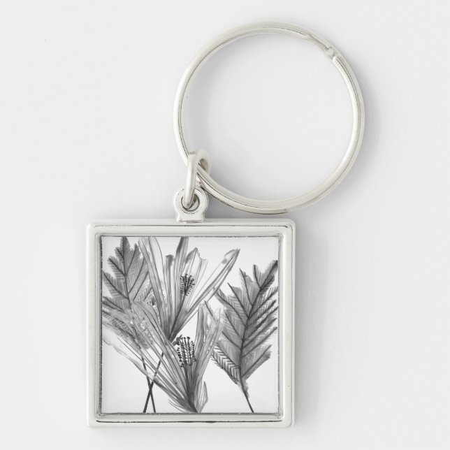 Floral Silhouette - Grey Keychain (Front)
