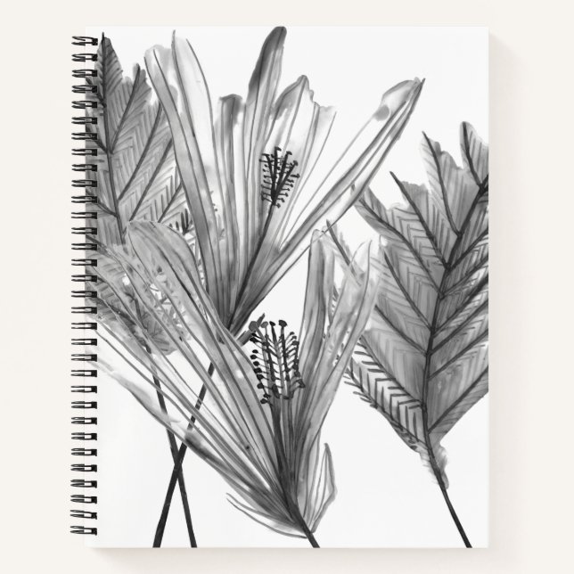 Floral Silhouette - Grey Notebook (Front)