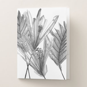 Floral Silhouette - Grey Pocket Folder