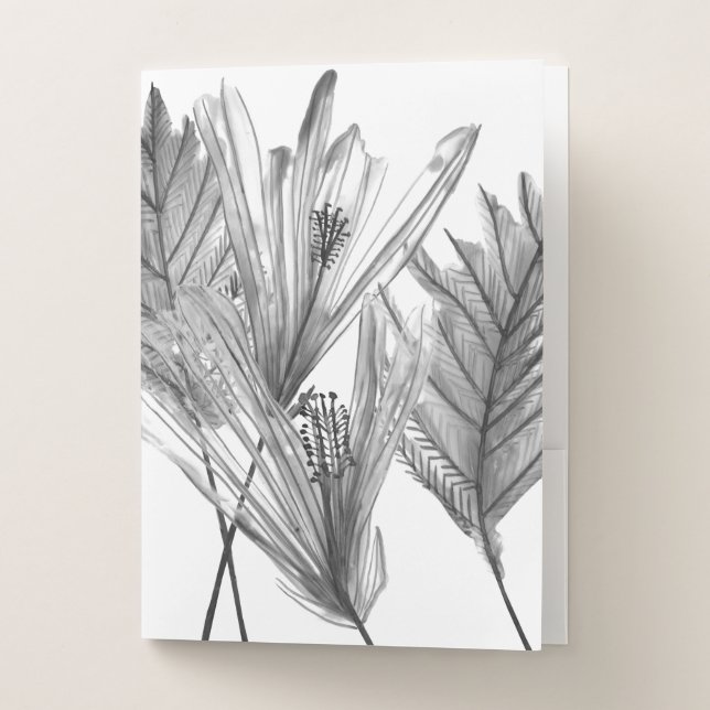 Floral Silhouette - Grey Pocket Folder (Front)
