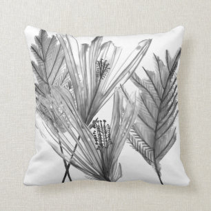 Floral Silhouette - Grey Throw Pillow