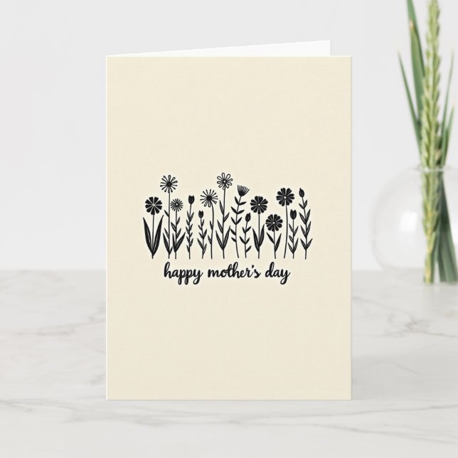 Floral Silhouette Mothers Day Card (Front)
