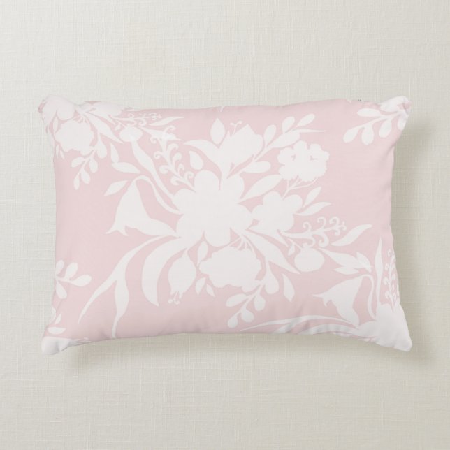 Floral silhouette pattern in pink tones accent pillow (Front)
