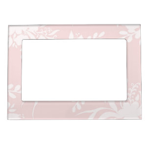 Floral silhouette pattern in pink tones magnetic frame