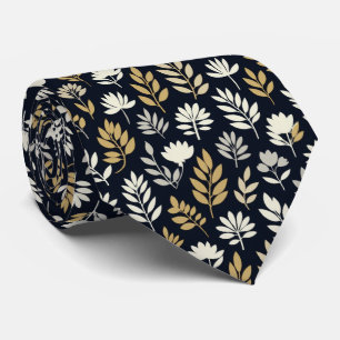 Floral Silhouette Pattern Neck Tie