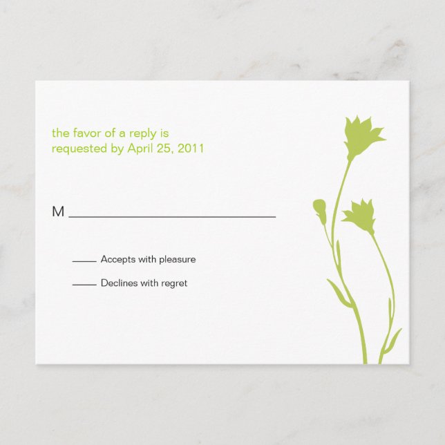 Floral Silhouette RSVP Invitation Postcard (Front)