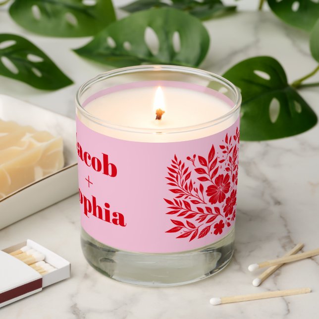Floral Silhouette Valentine's Day Scented Candle (Lit)