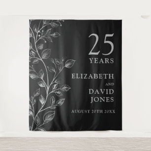 Floral Silver 25th Anniversary Photo Backdrop