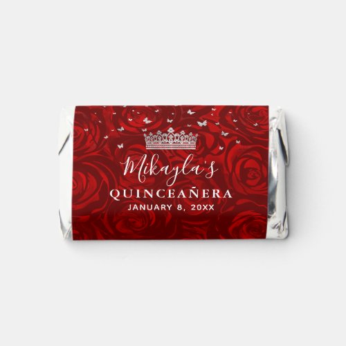 Floral Silver and Red Quinceanera Chocolate Hersheys Miniatures