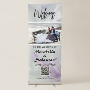 *~* Floral Simple Azalea QR code Wedding Welcome Retractable Banner