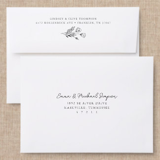 Floral Simple Handwritten Back Addressed Envelopes