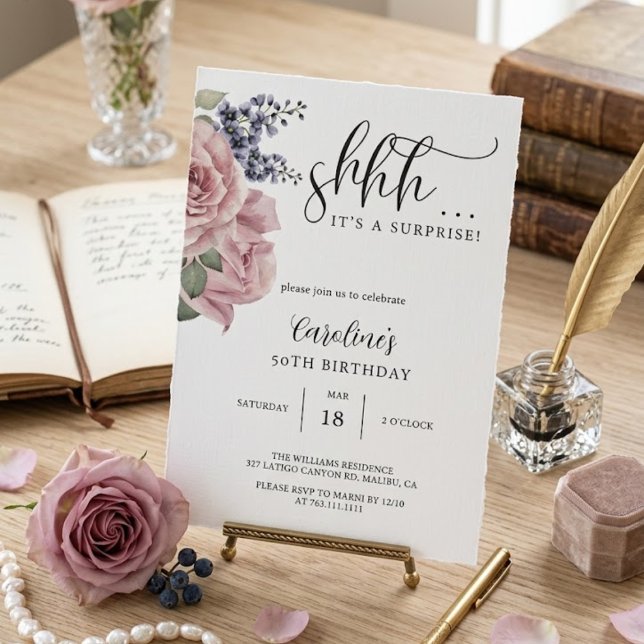 Floral Simple Surprise Birthday Party  Invitation (Creator Uploaded)